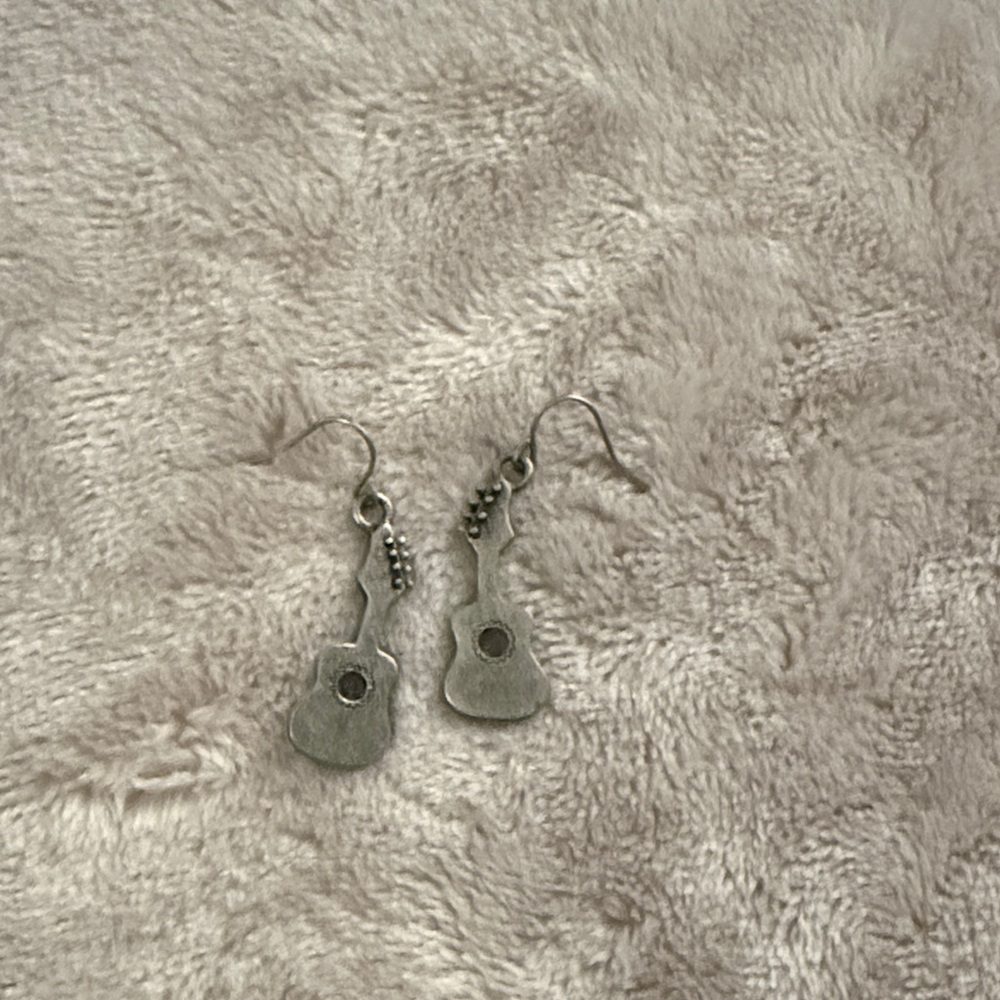 Silver Guitar Earrings